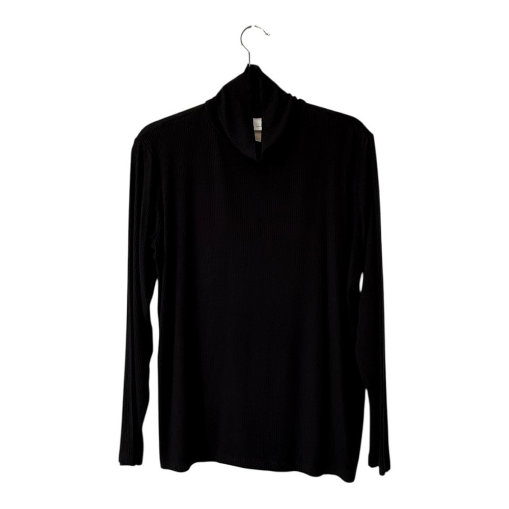 H&M Black Ribbed Turtleneck Long Sleeve Fitted Mock Neck Top Minimalist Basic XL